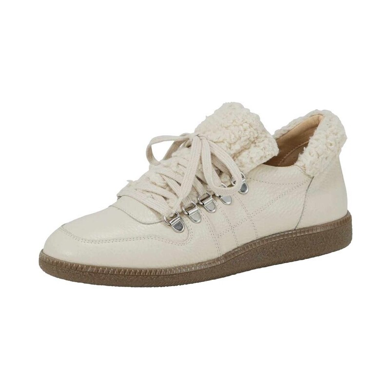 E-shop Kožené sneaker topánky s umelou kožušinou Heine, svetlo-béžová
