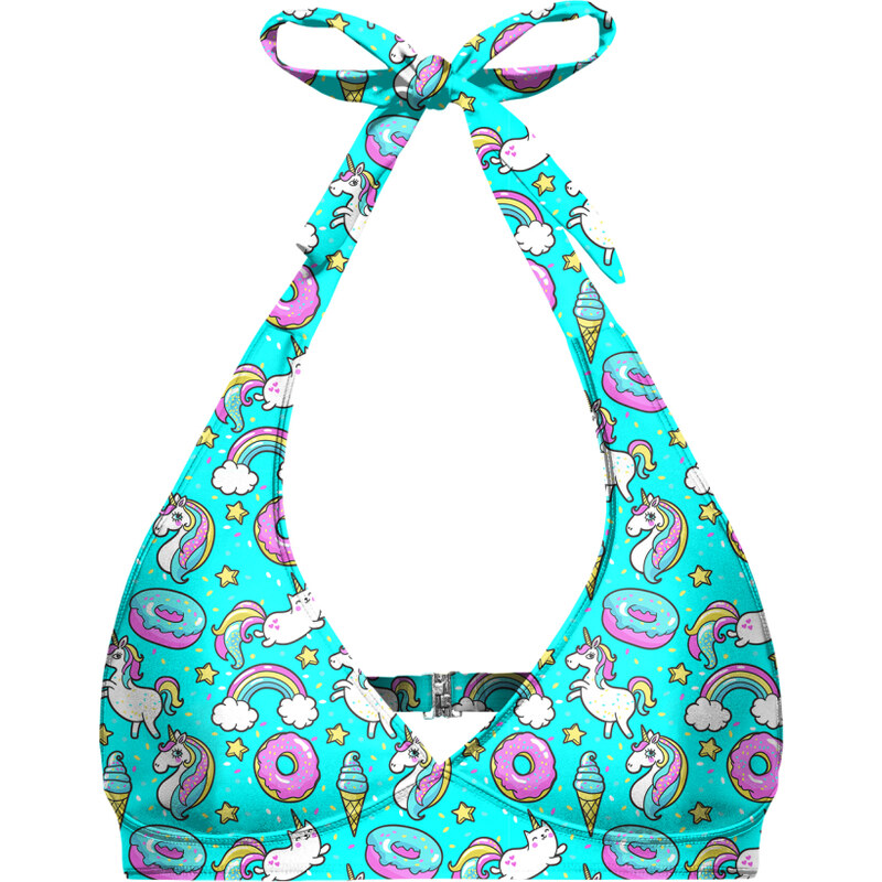 Aloha From Deer Womans Teal I Die Halter Neck Bikini Top BTH AFD572 50627843