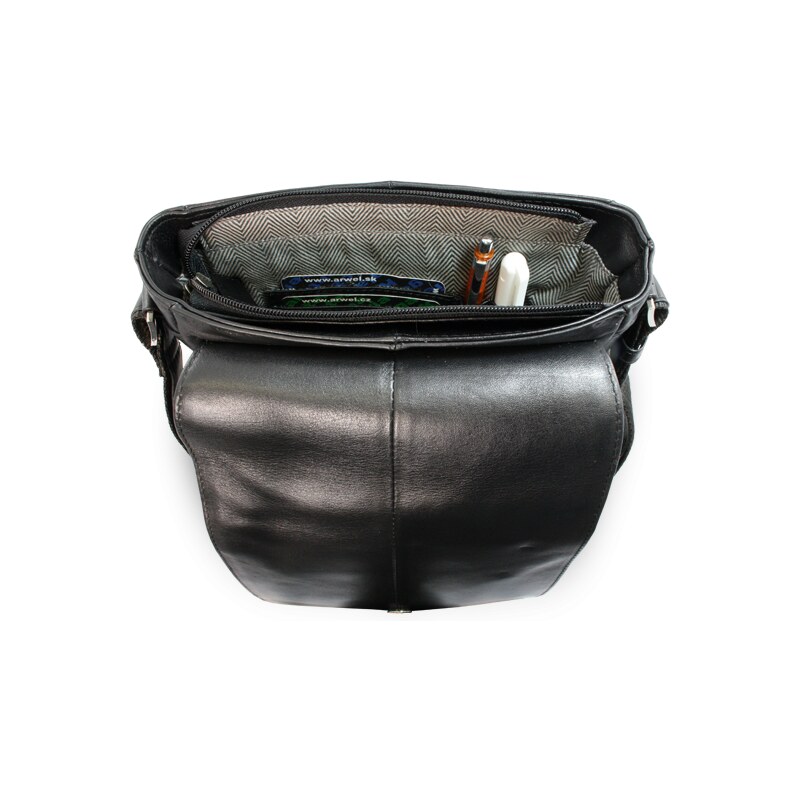 Arwel Malý černý pánský kožený crossbag s klopnou 215-1701-60