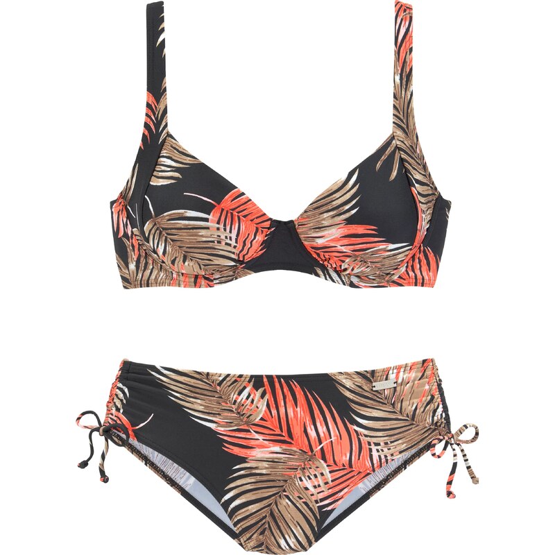 LASCANA Bikiny hnedá / oranžová / čierna / biela 54235583