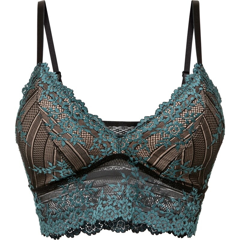 bonprix Podprsenkový top z dvojfarebnej čipky, farba modrá 47548686