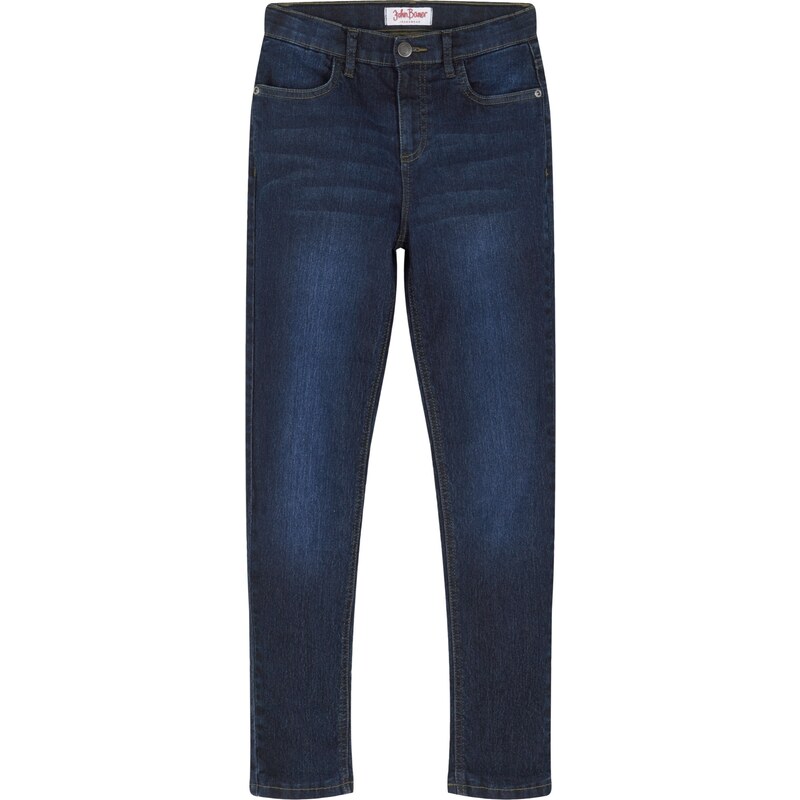 bonprix Termo džínsy s džersejovou podšívkou Mid Waist, farba modrá 45327005