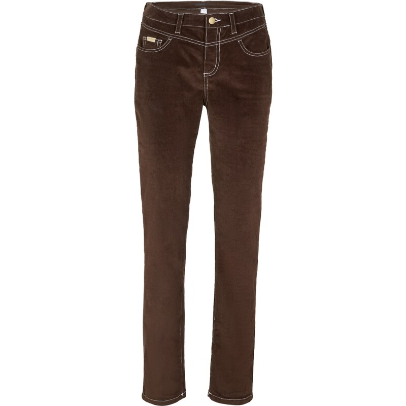 bonprix Slim Fit strečové kordové nohavice, farba hnedá 46158366