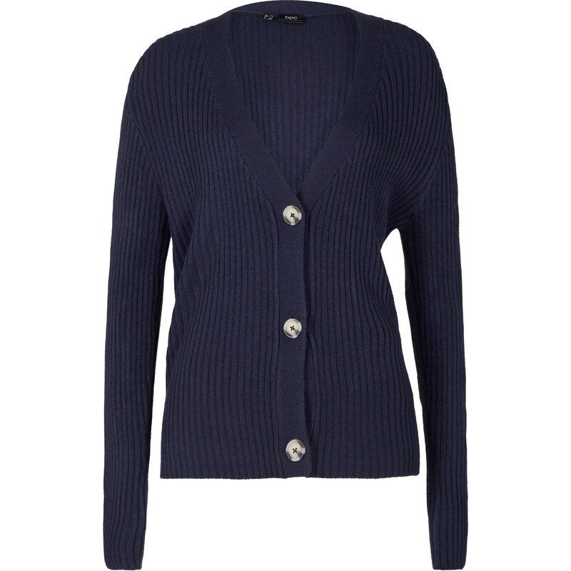 bonprix Pletený sveter, vrúbkovaný, farba modrá 45853423