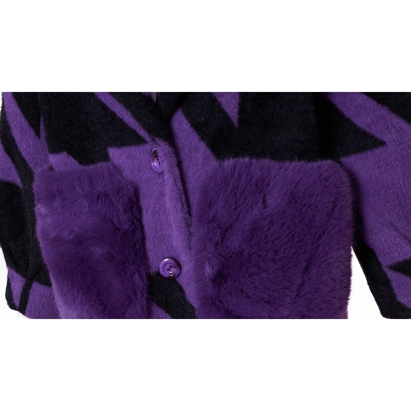 Due Linee Dámsky obojstranný kabát s vreckami fialový