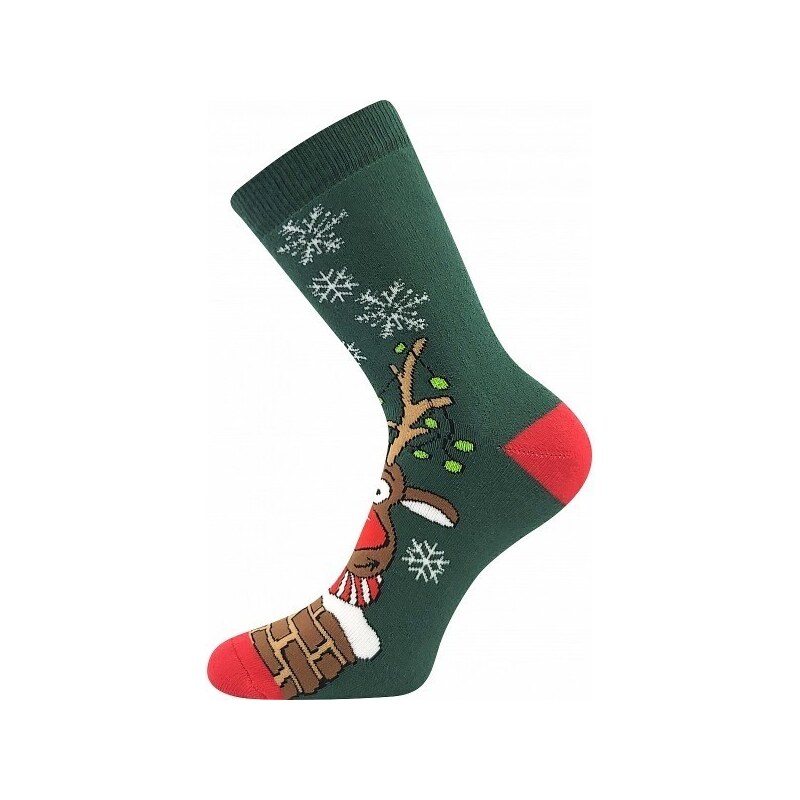 RUDY vianočné froté ponožky Boma - RUDOLF Tm. zelená 35-41 1 pár 46929124