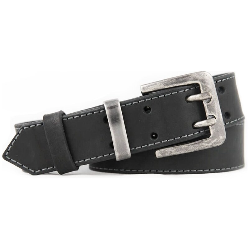 Čierny kožený obšitý opasok (GP156) 35770040