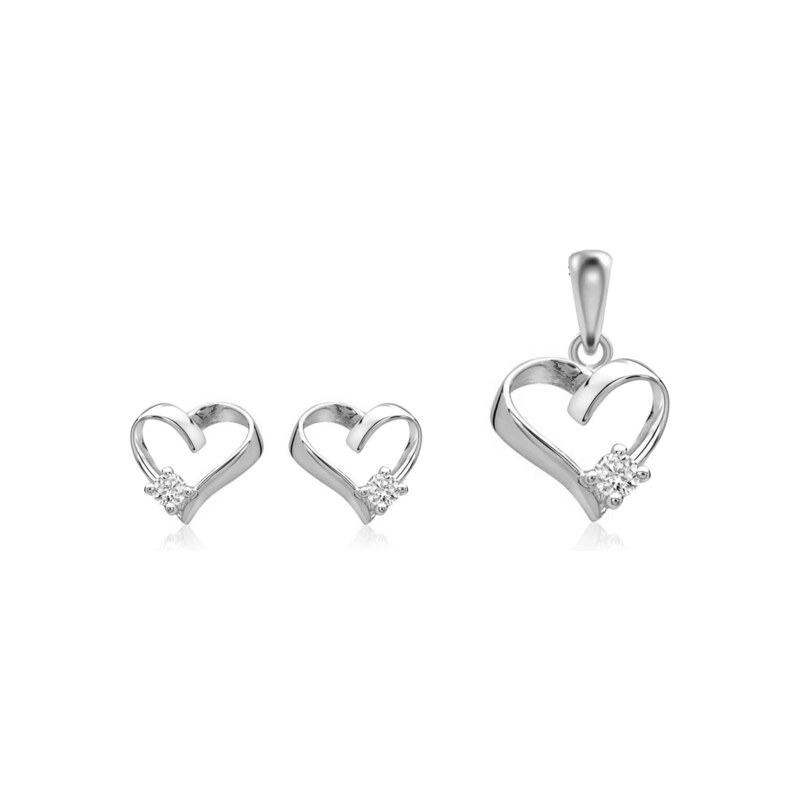 Ligot Strieborný set náušnice a prívesok srdce 46720413