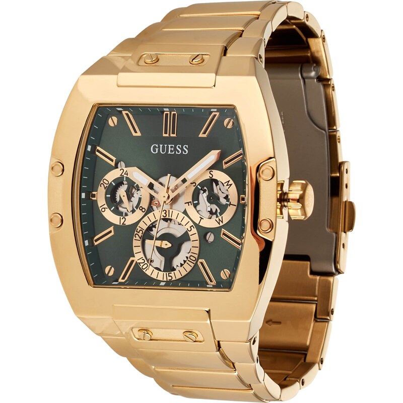 GUESS Analógové hodinky Phoenix zlatá / jedľová 55004595