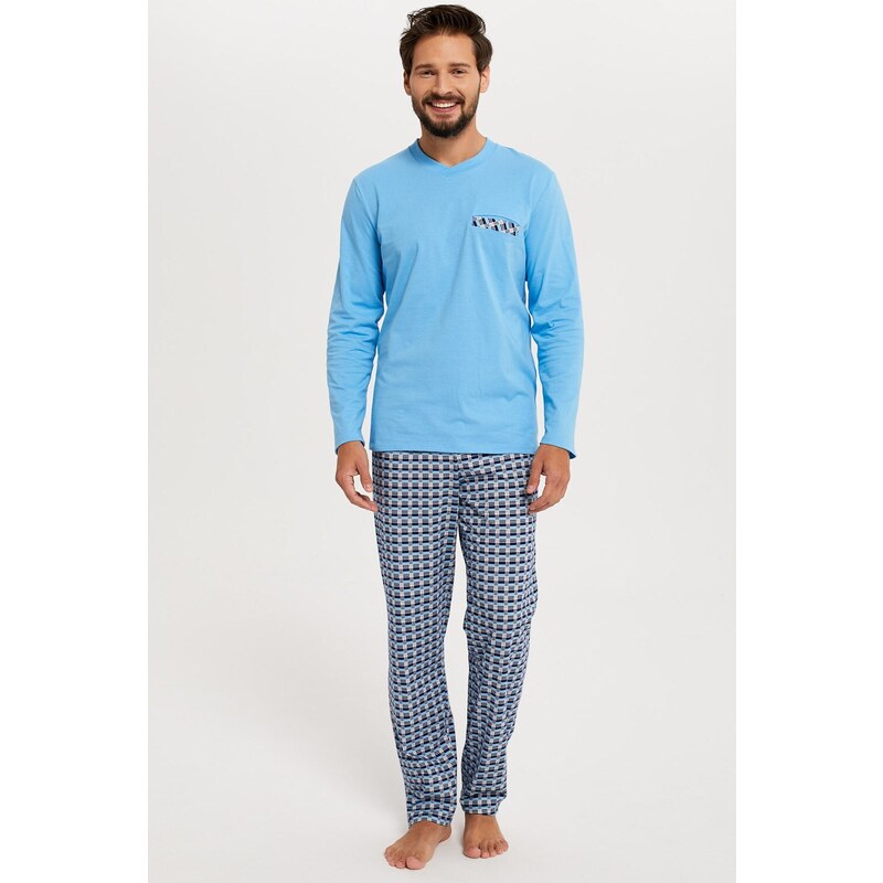 Pánske pyžamo Italian Fashion Jaromir dlhé modré 52919640