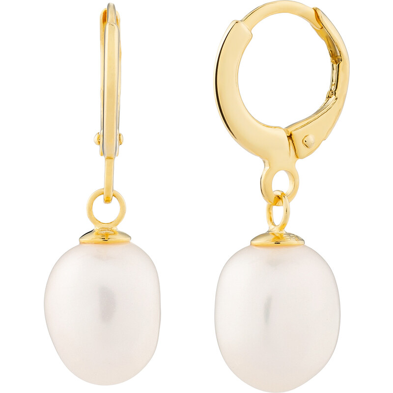 Preciosa Nežné pozlátené kruhové náušnice s riečnou perlou Pearl Heart 66595356