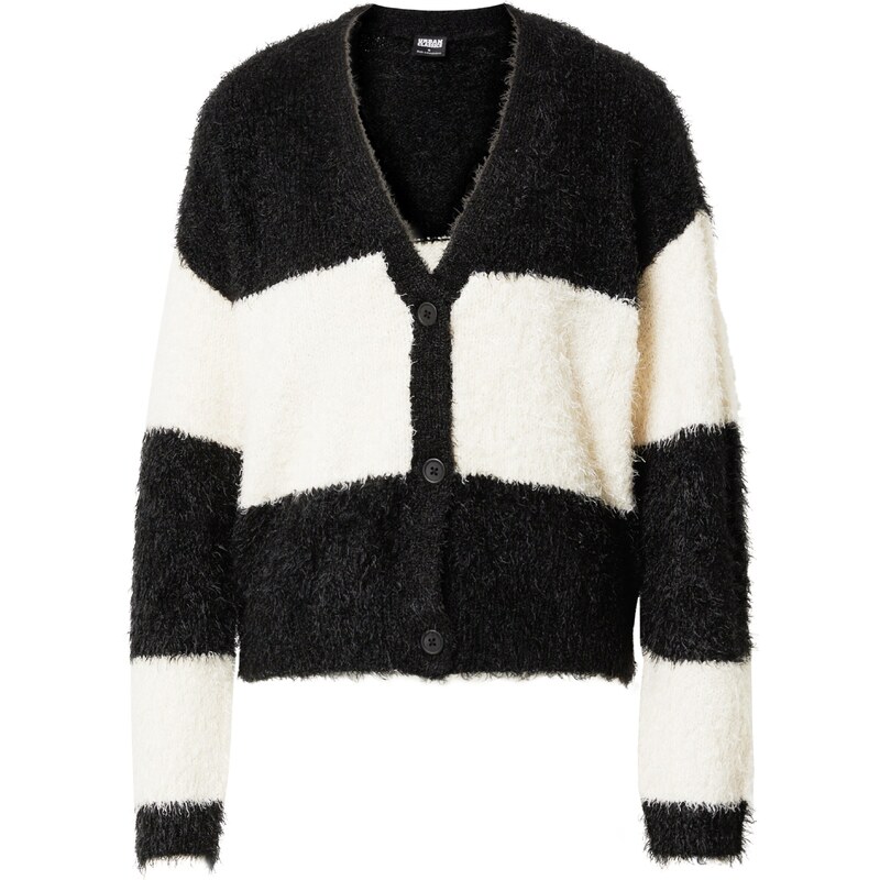 Urban Classics Kardigán čierna / biela ako vlna 63142834