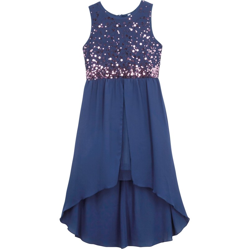 bonprix Sviatočné dievčenské šaty s tylom, farba modrá