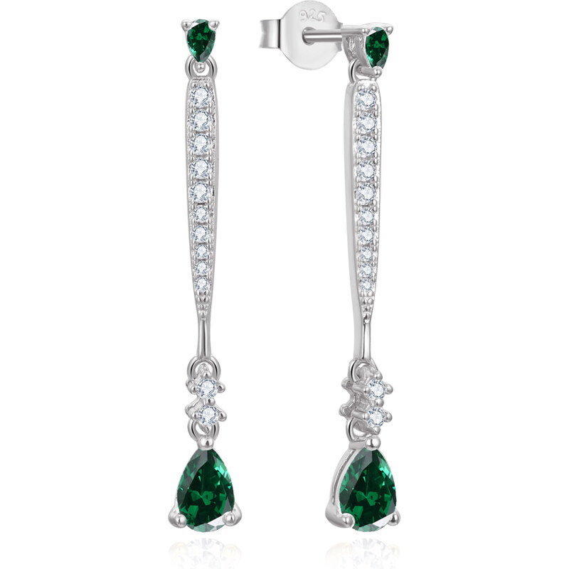 Beneto Elegantné visiace náušnice so zirkónmi AGUP3300GR 66586509