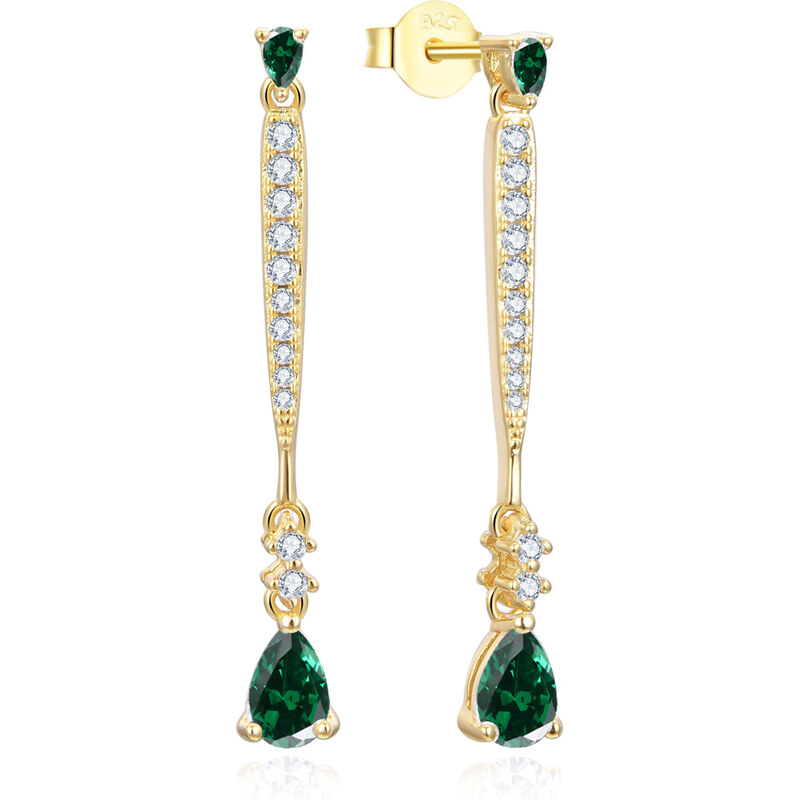 Beneto Exkluzívne pozlátené visiace náušnice so zirkónmi AGUP3300GR 66581073