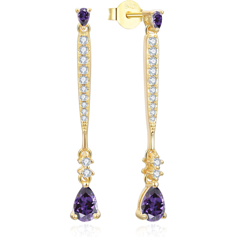 Beneto Exkluzívne pozlátené visiace náušnice so zirkónmi AGUP3300F 66582100