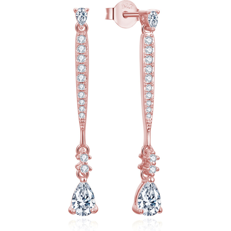 Beneto Exkluzívne bronzové visiace náušnice so zirkónmi AGUP3300W-ROSE 66591205