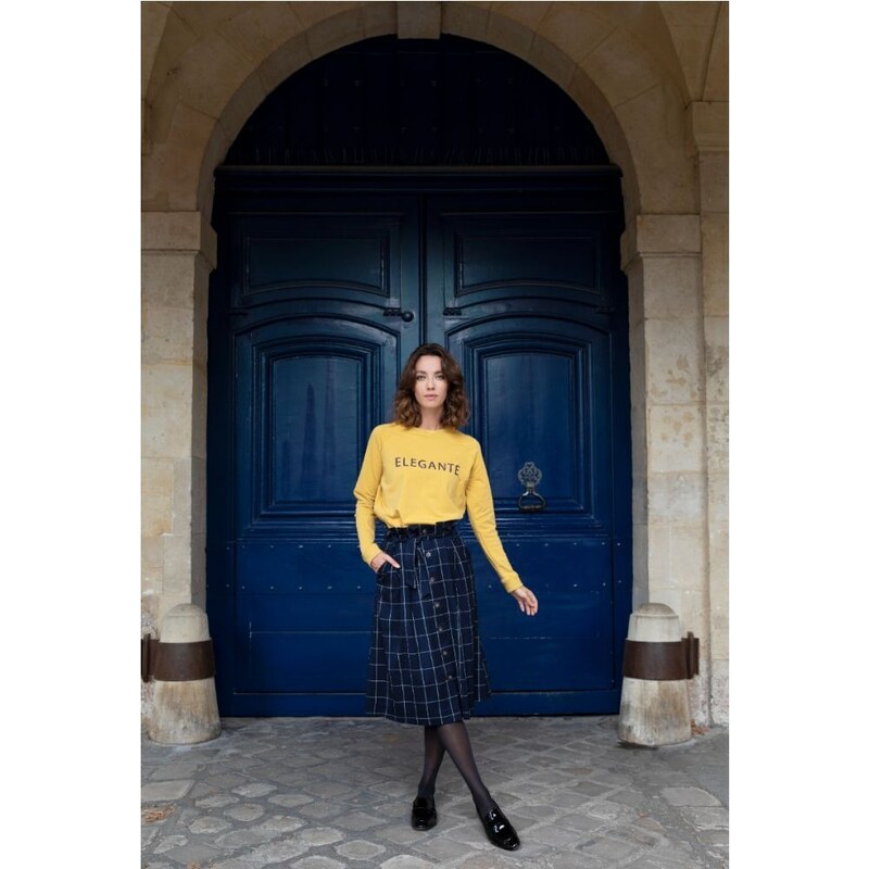 Nathael Paris Modrá károvaná sukňa 35871009