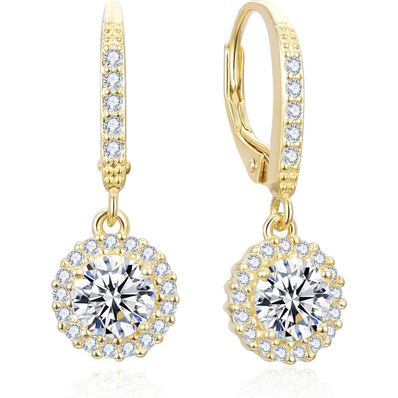Beneto Pôvabné pozlátené náušnice so zirkónmi AGUC3293-GOLD 66582265