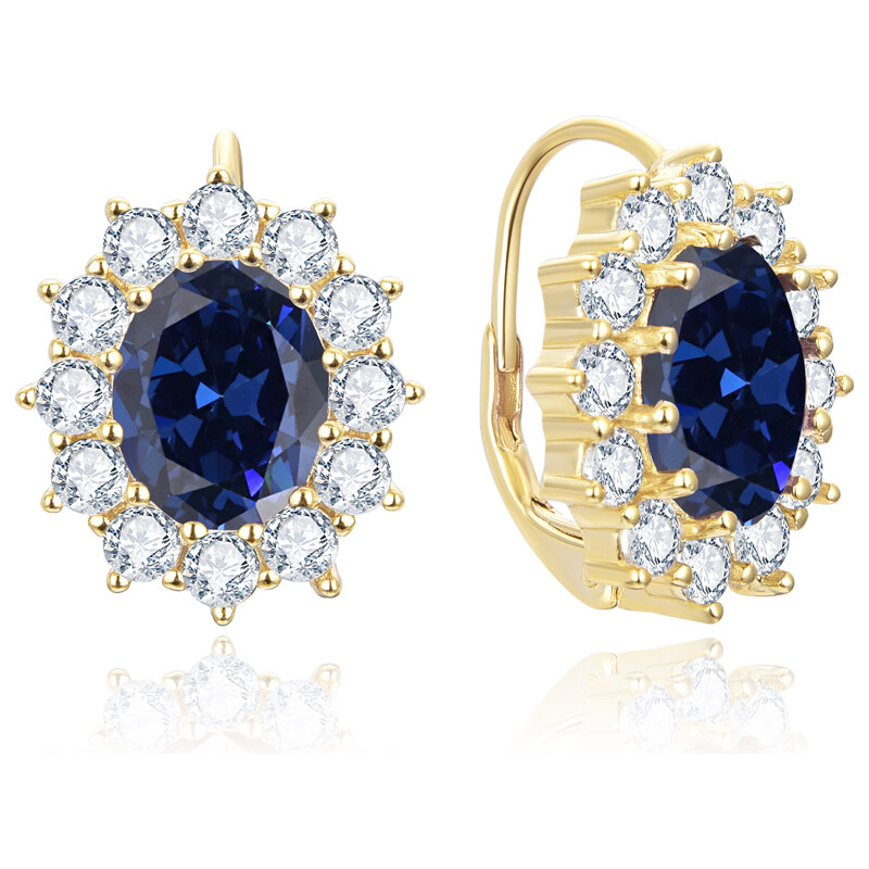 Beneto Výrazné náušnice s modrými zirkónmi AGUC3295BL-GOLD 66581287