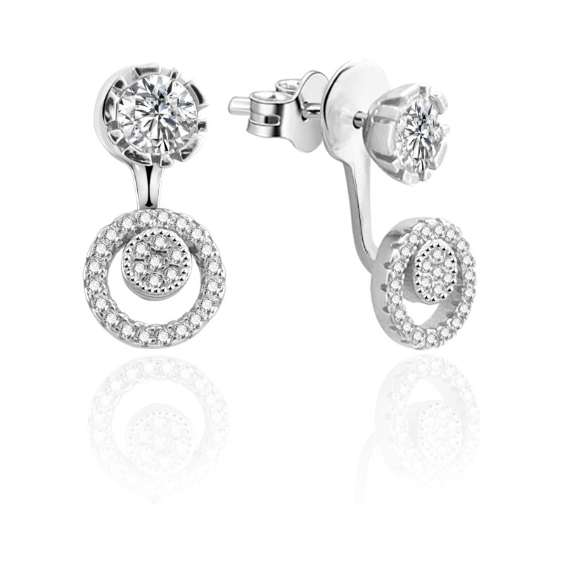 Beneto Luxusné strieborné náušnice so zirkónmi 2v1 AGUP911 66583915