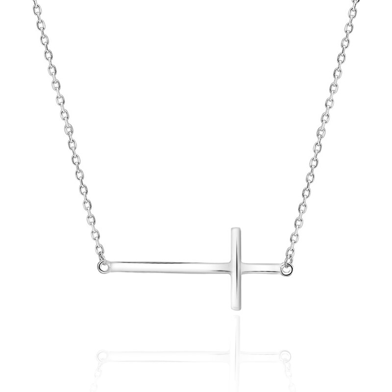 Beneto Nadčasový strieborný náhrdelník s krížikom AGS230/47 66592824