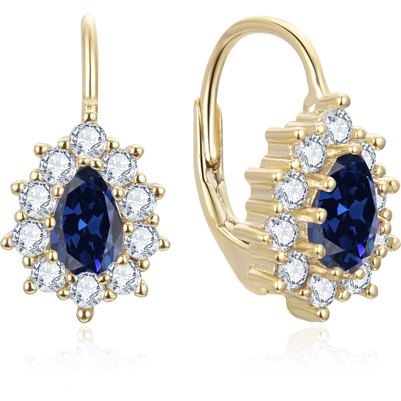 Beneto Pozlátené náušnice s modrými zirkónmi AGUC3298BL-GOLD 66590309