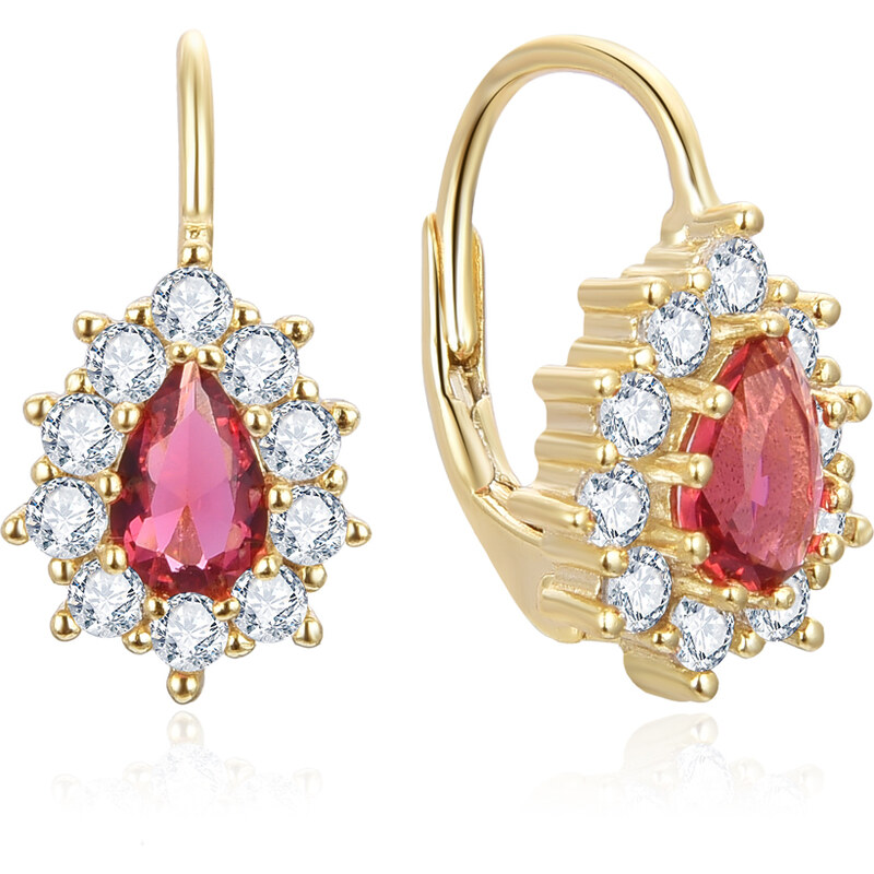 Beneto Pozlátené náušnice s červenými zirkónmi AGUC3298R-GOLD 66590055