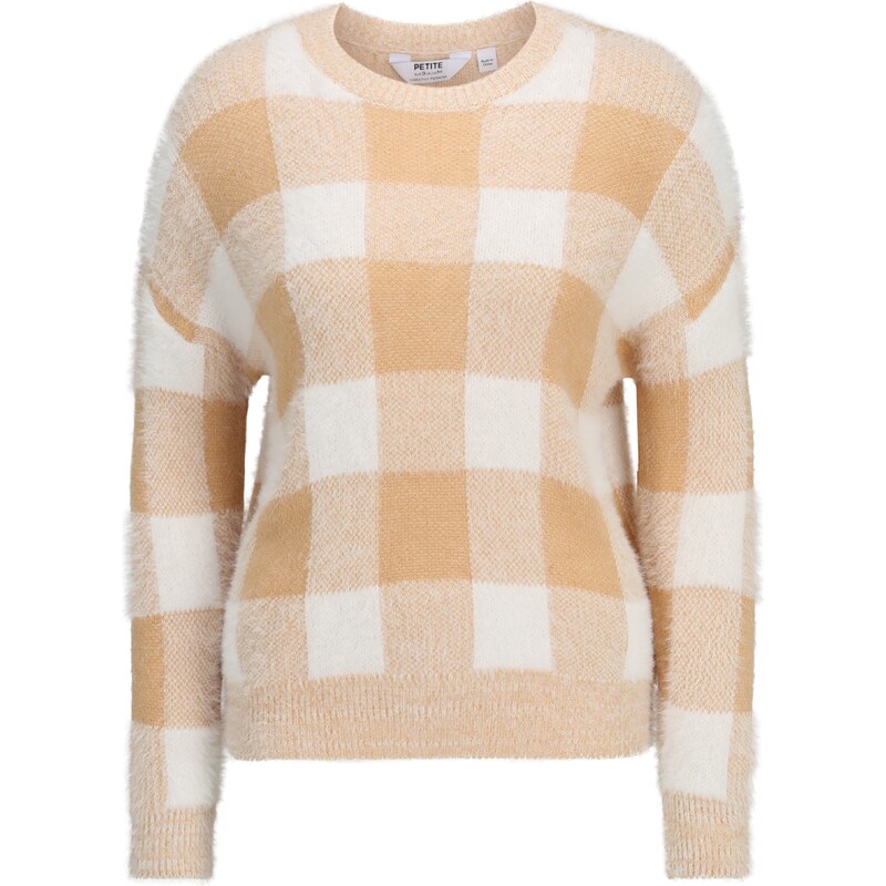Dorothy Perkins Petite Sveter farba ťavej srsti / svetlobéžová / biela 63143009