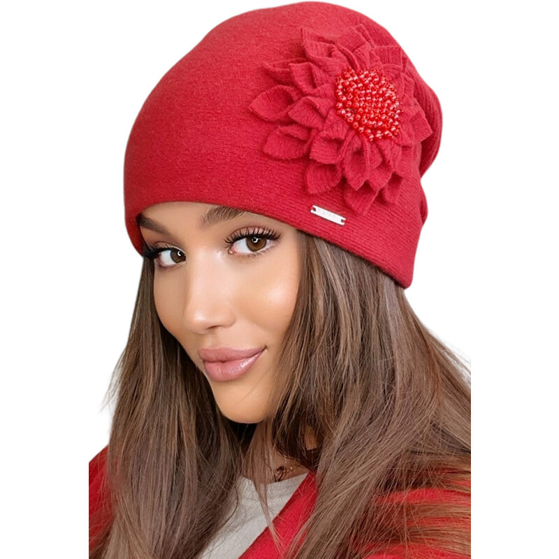 Kamea Červená dámska elegantná čiapka Cruz , Farba červená 35902129
