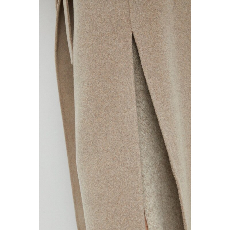 Vlnený kabát By Malene Birger Trullem béžová farba, prechodný,