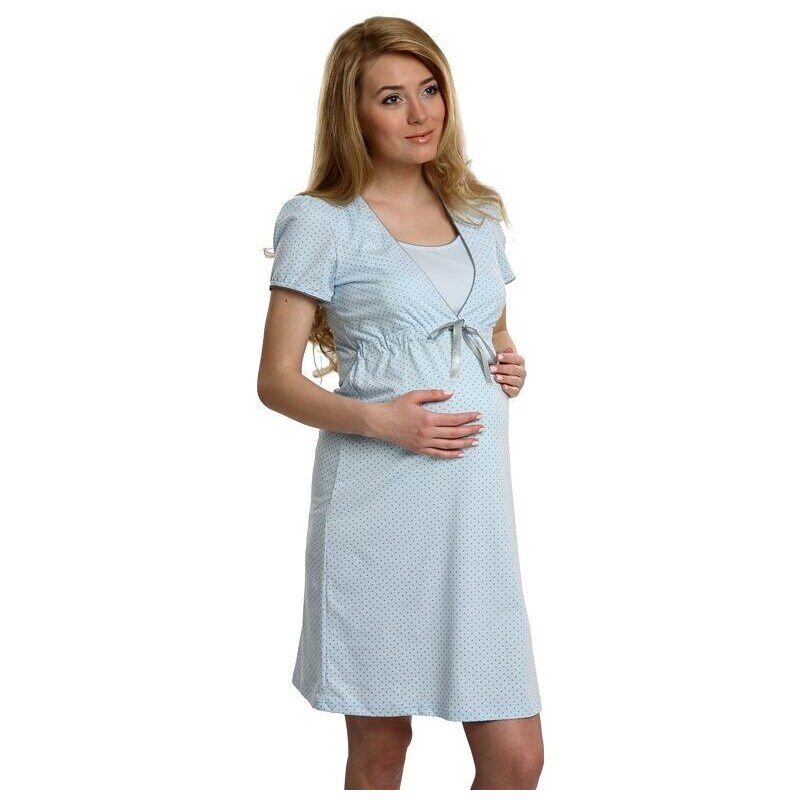 Italian Fashion Bavlnená tehotenská nočná košeľa Felicita modrá