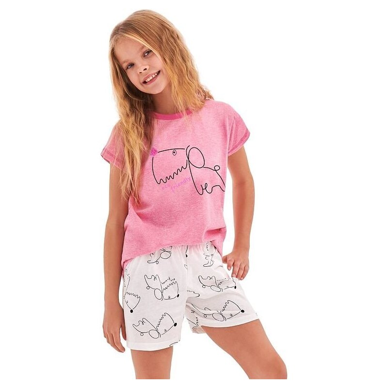 Taro Dievčenské pyžamo Hanička ružové dog