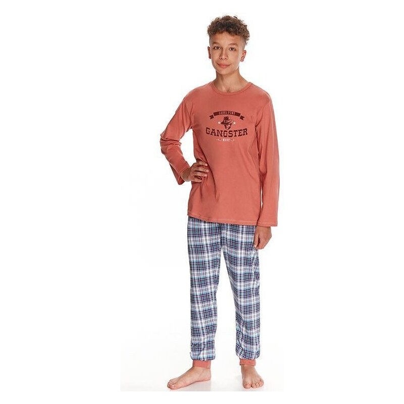 Taro Chlapčenské pyžamo Enzo tehlové s potlačou