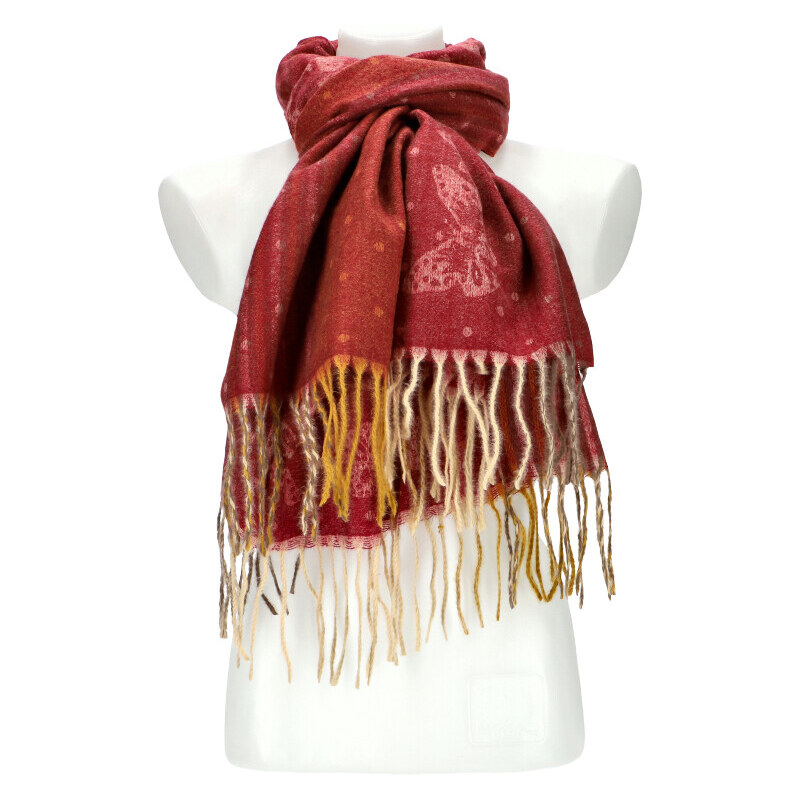Cashmere Dámsky červený teplý dlhý zimný šál 200x70 cm 35943885