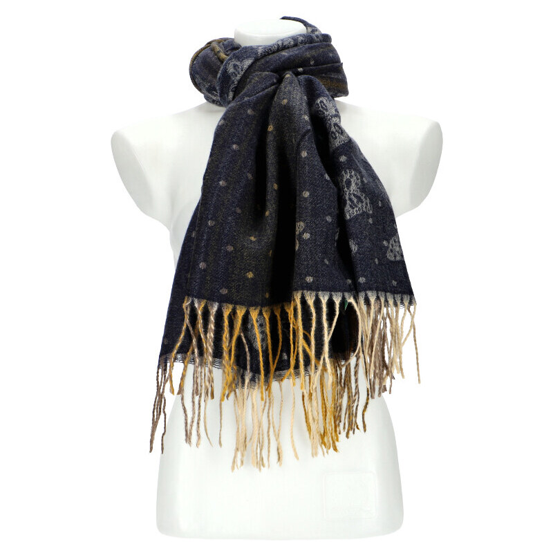 Cashmere Dámsky modrý teplý dlhý zimný šál 200x70 cm 35943886