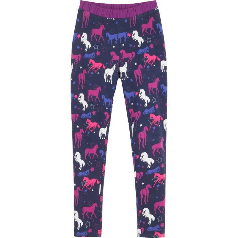 bonprix Dievčenské termo legíny s motívom koňov, farba modrá 45247155