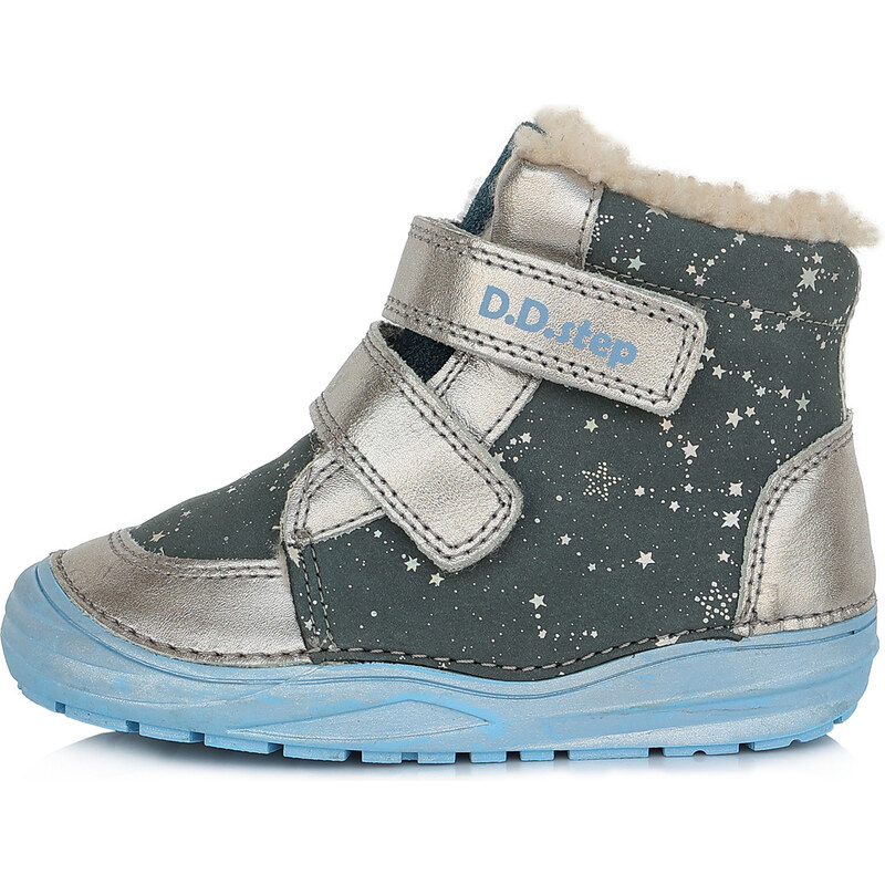 D.D. step dievčenská detská celokožená zimná obuv W071-887A GREY