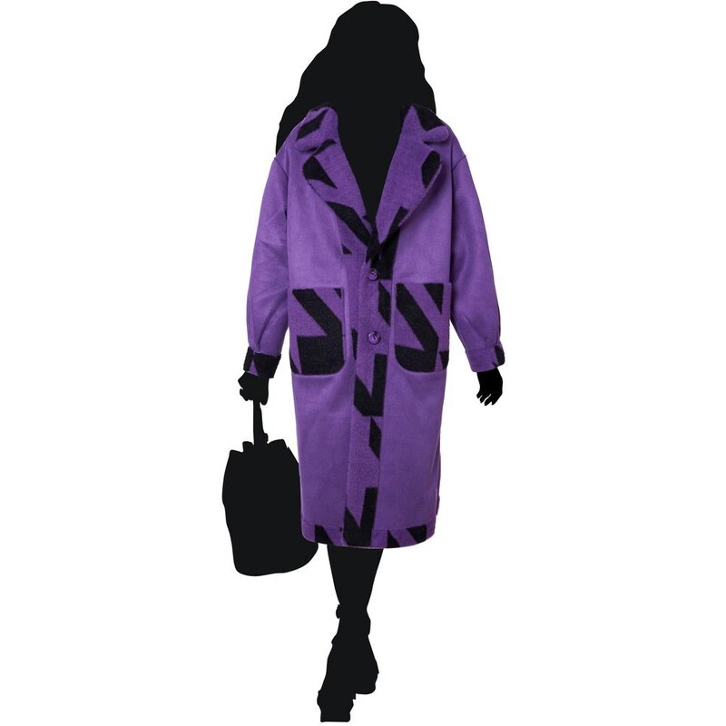 Due Linee Dámsky obojstranný kabát s vreckami fialový