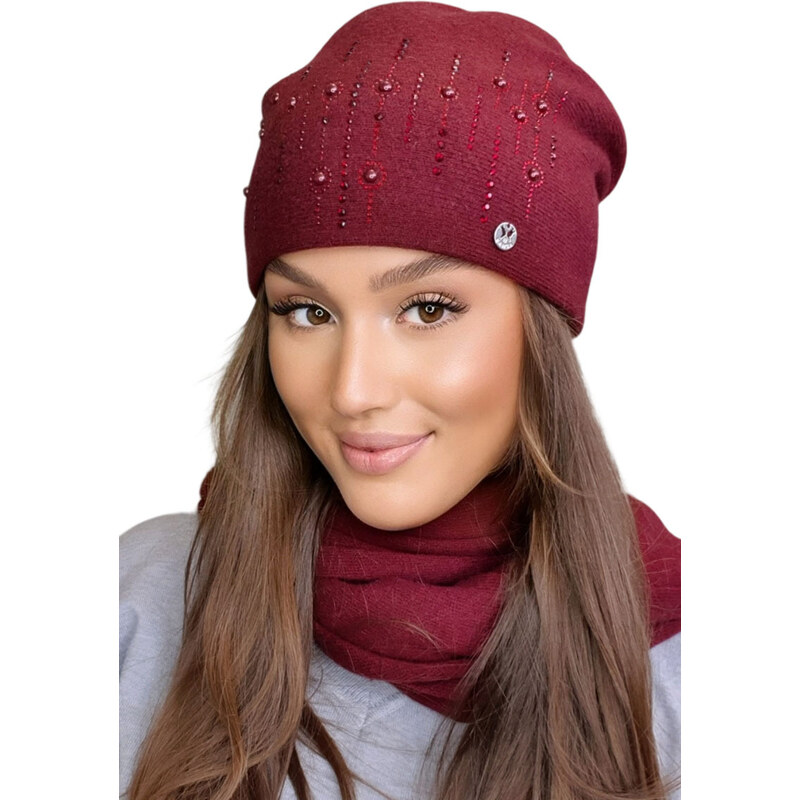 Kamea Bordová dámska štýlová zimná čiapka Eleni, Farba bordová 66321664