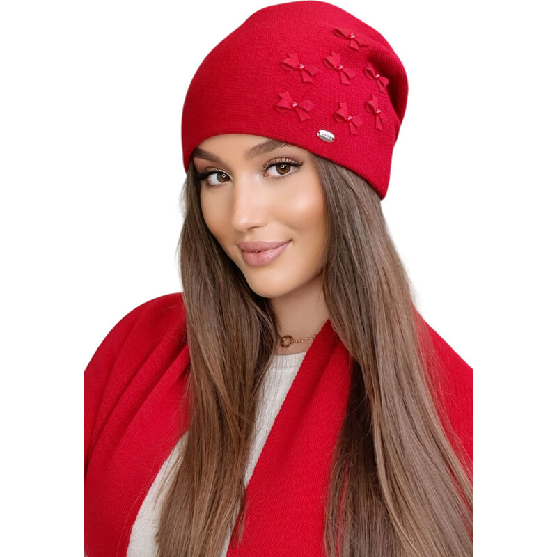 Kamea Červená štýlová dámska zimná čiapka Cyria, Farba červená 37361960
