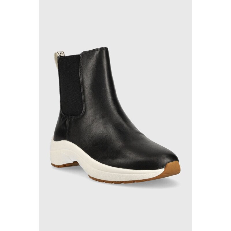 Kožené topánky chelsea Lauren Ralph Lauren Rylee dámske, čierna farba, na platforme, 802875307001