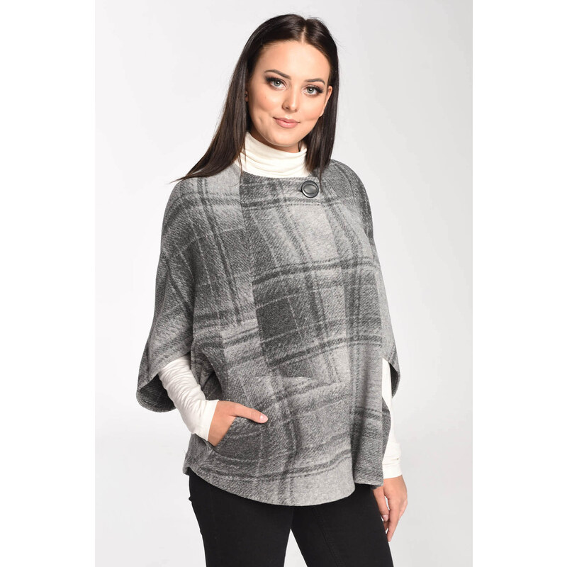 Glara Dámske pončo s 3/4 rukávom z vlny 36019237