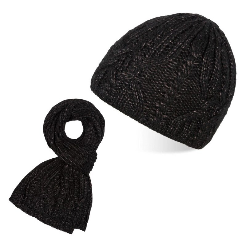 Paolo Peruzzi Dámska súprava čiapka + šál ZZ-12-BL | čierna ZZ-12-BL 36019399
