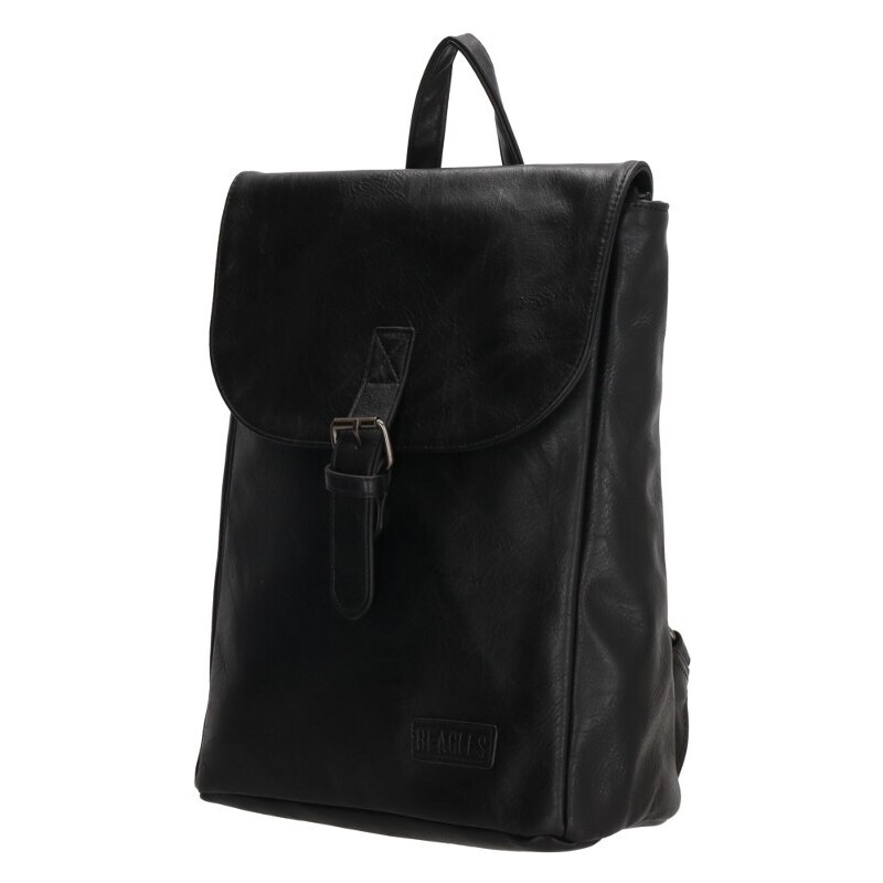Beagles Čierny elegantný kožený batoh „Midnight“
