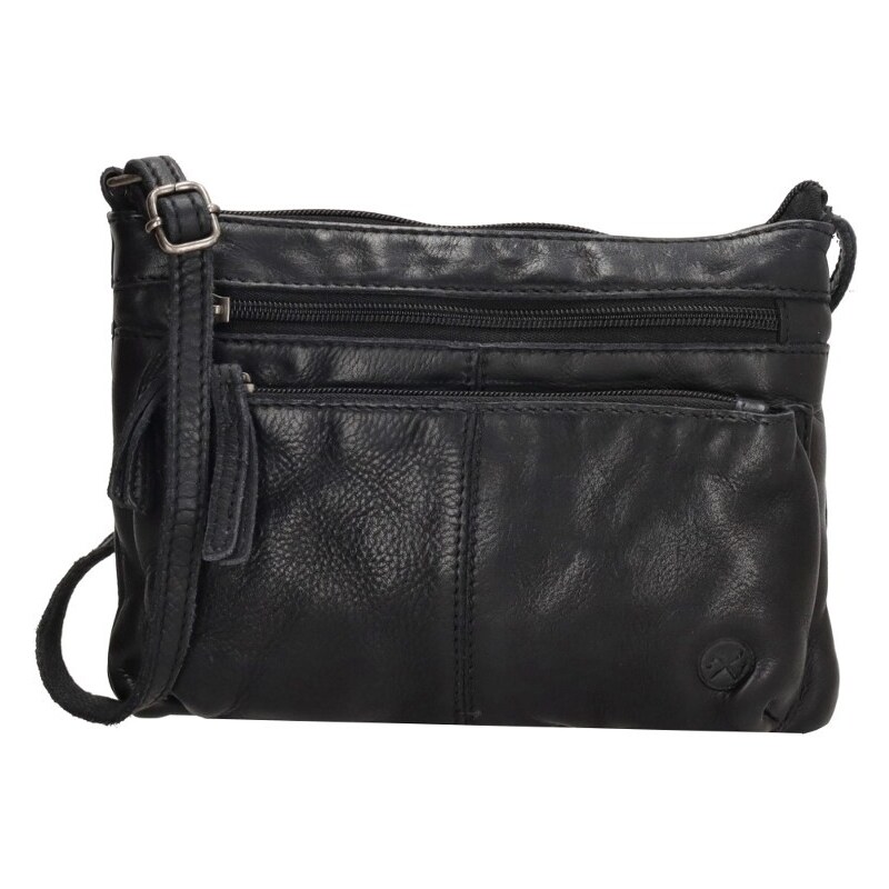 Hide & Stitches Čierna kožená crossbody kabelka „Bonavitta“ 64919536