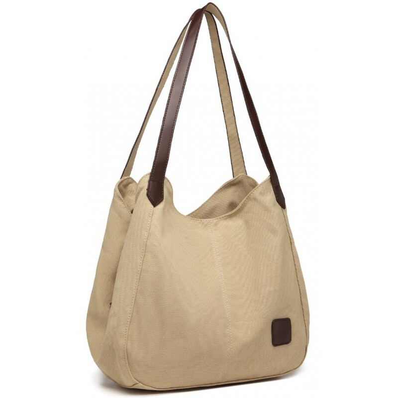 Miss Lulu Kabelka - látková, na rameno s trojitým vnútrom, khaki 46717718