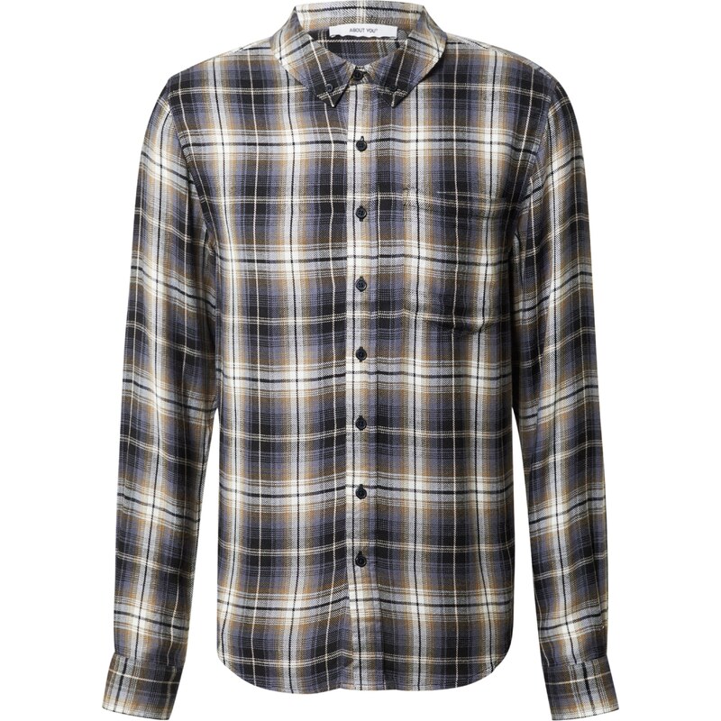 ABOUT YOU Košeľa Matthew modrosivá / svetlohnedá / čierna / biela 54235648