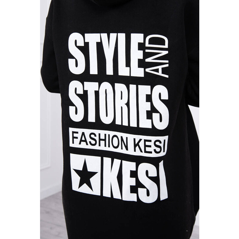 K-Fashion Zateplená mikina s dlhým chrbtom a kapucňou čierna 44560017