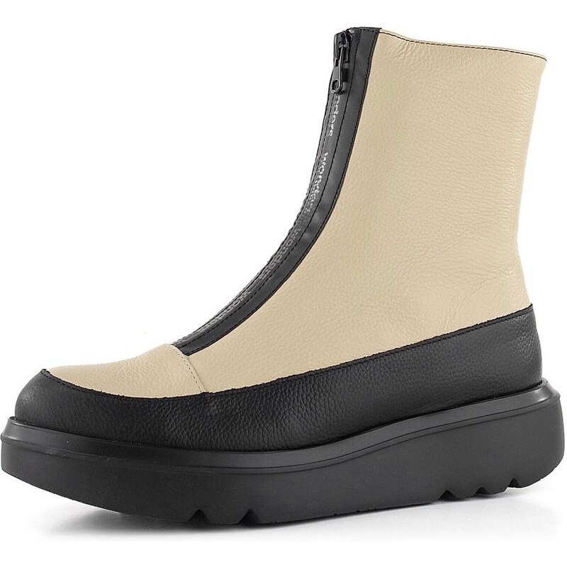 Wonders členková obuv na platforme s predným zipsom Wild Negro/Cream A 66060886
